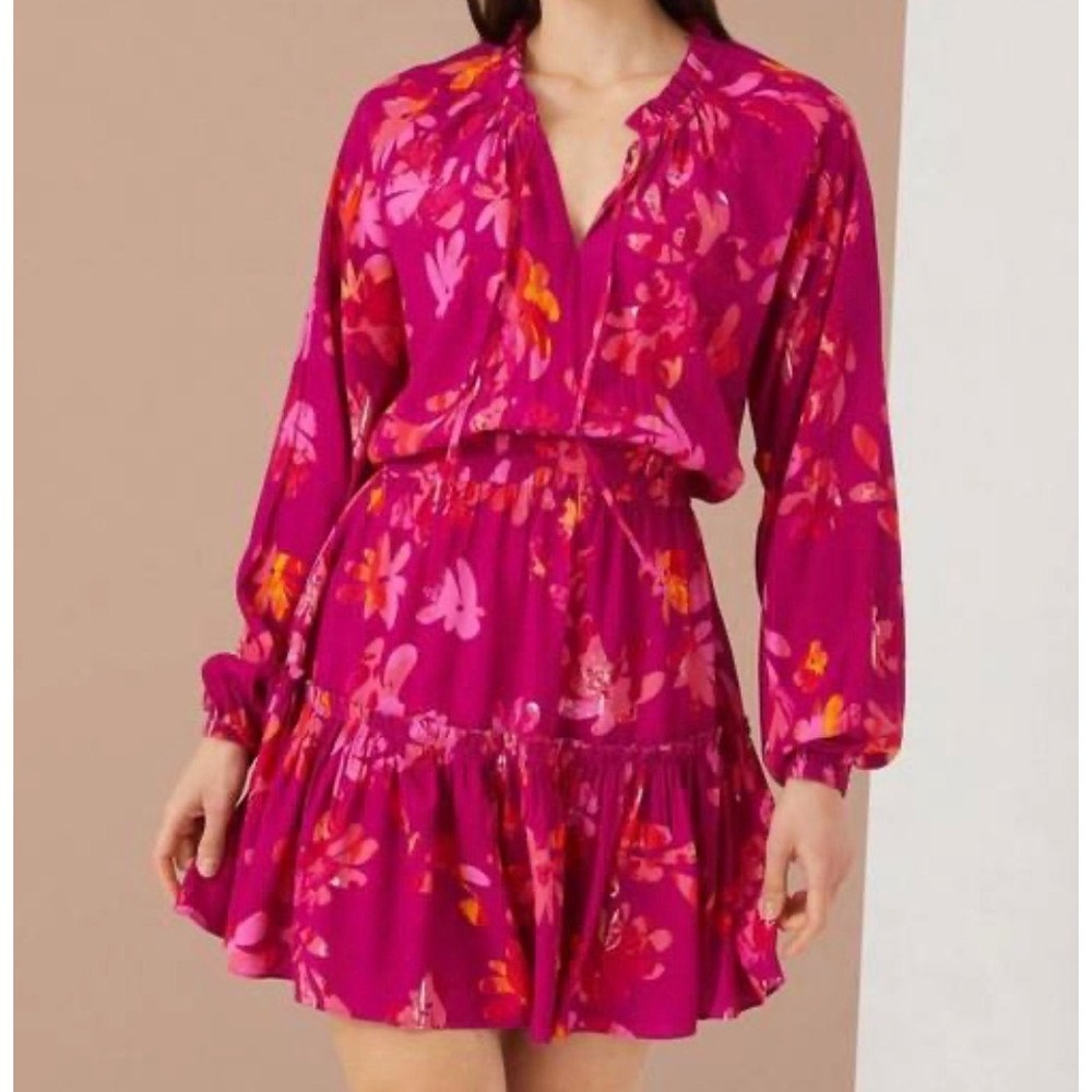 Alivia‎ Vita Marble Floral Mini Dress Magenta size XS